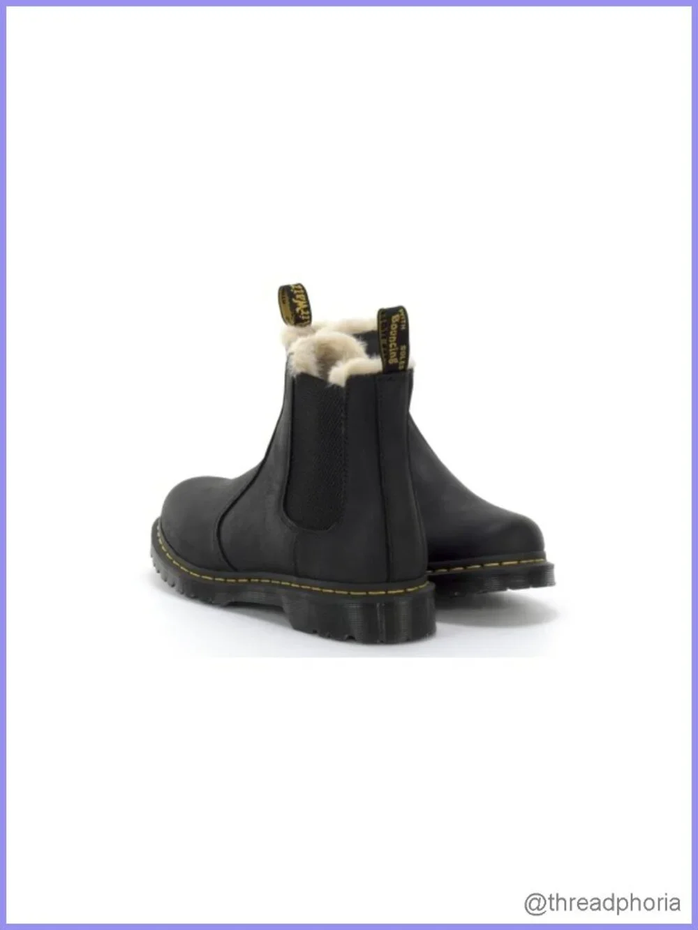 Dr. Martens Leonore Leather Warmwair Chelsea Boot Faux Fur Lined Air-Cushioned